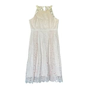 Antonio Melani Dress Womens 12 Blush Pink‎ Dainty Lace Midi Wedding Bridal Party